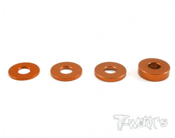 Aluminum Shim 3x7.8mm  Set ( Orange ) 0.5,0.75,1,2mm each 4pcs. (#TA-069O)