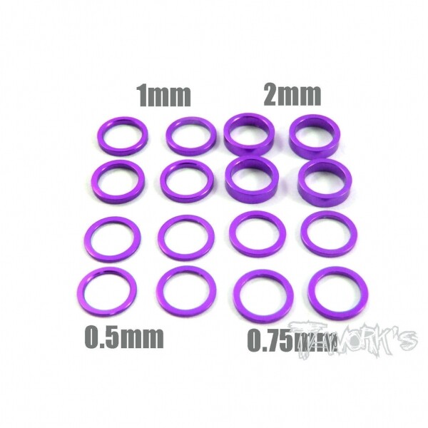 써펀트코리아,Aluminum 6x8 Shim Set 0.5, 0.75 ,1 ,2 ,3 ,5mm each 4pcs (Purple) (#TA-051P)