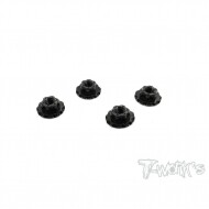 Alum large-contact serrated flanged nut Black  M4 (4pcs.) (#TA-089BK)