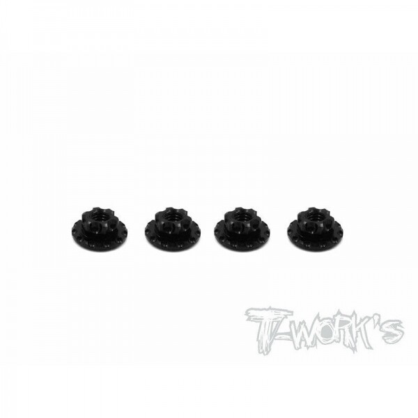 써펀트코리아,7075-T6 Alum.large-contact serrated flanged reverse thread nut Black M4 (4pcs.) (#TA-094-BK)