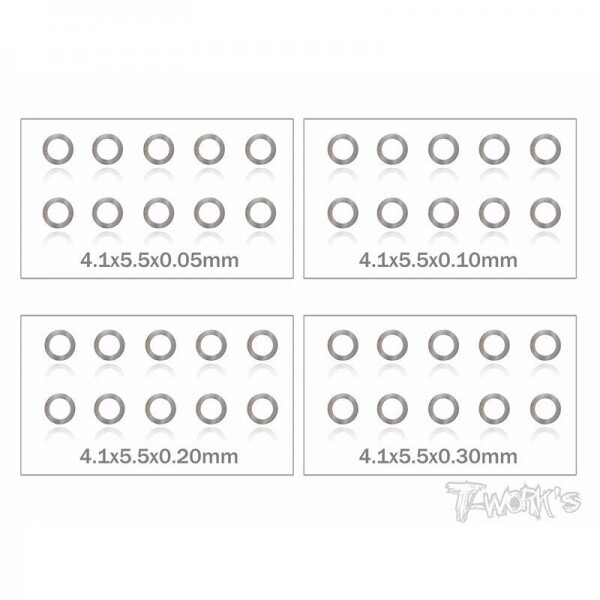 써펀트코리아,4x5.5x0.05,0.1,0.2,0.3mm Shim Washer Set each 10pcs. (#TA-095-4)