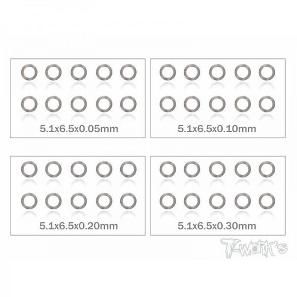 써펀트코리아,5x6.5x0.05,0.1,0.2,0.3mm Shim Washer Set each 10pcs. (#TA-095-5)