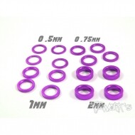 Aluminum 5x7 Shim Set 0.5, 0.75 ,1 ,2 ,3 ,5mm each 4pcs ( Purple ) (#TA-046P)