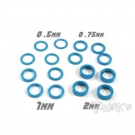 Aluminum 5x7 Shim Set 0.5, 0.75 ,1 ,2 ,3 ,5mm each 4pcs ( Tamiya Blue ) (#TA-046TB)