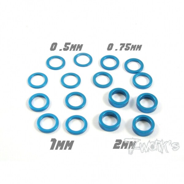 써펀트코리아,Aluminum 5x7 Shim Set 0.5, 0.75 ,1 ,2 ,3 ,5mm each 4pcs ( Tamiya Blue ) (#TA-046TB)