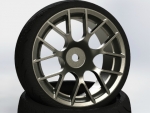 CR Model 1/10 Touring Drift Tires+Wheels Gunmetal (2) (#CHM-D1)