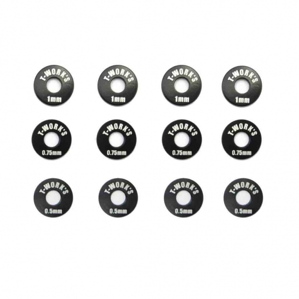 써펀트코리아,Aluminum Wheel Shim Set 4x11x0.5,0.75,1mm each 4 pcs. (Black) (#TA-030BK)