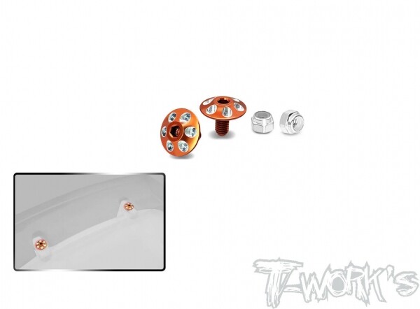써펀트코리아,1/10 Light Weight Alu. 9.5mm Wing Washer Screw (Orange) 2pcs. (#TO-335-O)