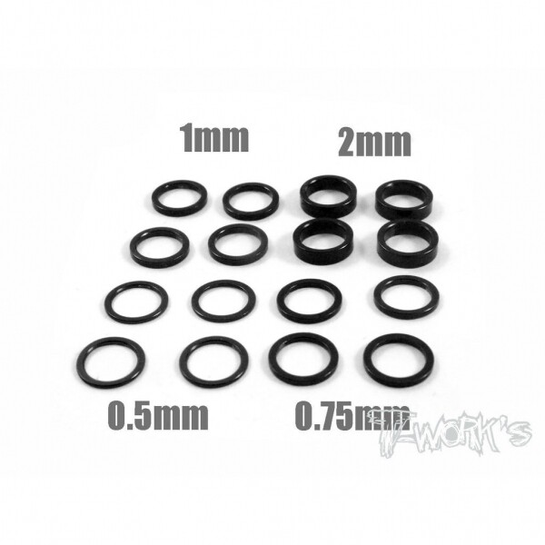 써펀트코리아,Aluminum 6x8 Shim Set 0.5, 0.75 ,1 ,2 ,3 ,5mm each 4pcs ( Black ) (#TA-051BK)