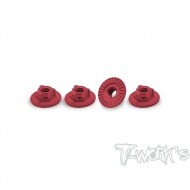 7075-T6 Alum. Ultra Light Weight large-contact Serrated Wheel Nut 4pcs. (Red) (#TA-161-R)