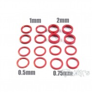 Aluminum 6x8 Shim Set 0.5, 0.75 ,1 ,2 ,3 ,5mm each 4pcs (Red) (#TA-051R)