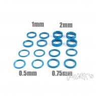 Aluminum 6x8 Shim Set 0.5, 0.75 ,1 ,2 ,3 ,5mm each 4pcs (Tamiya Blue) (#TA-051TB)