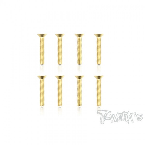 3x18mm Gold Plated Hex. Countersink Screws（8pcs.) (#GSS-318C)