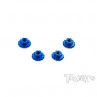 Alum large-contact serrated flanged nut Tamiya Blue M4 (4pcs.) (#TA-089TB)