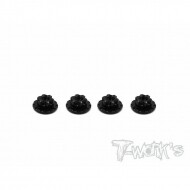 7075-T6 Alum.large-contact serrated flanged reverse thread nut Black M4 (4pcs.) (#TA-094-BK)