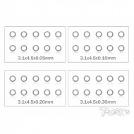 3x4.5x0.05,0.1,0.2,0.3mm Shim Washer Set each 10pcs. (#TA-095-3)