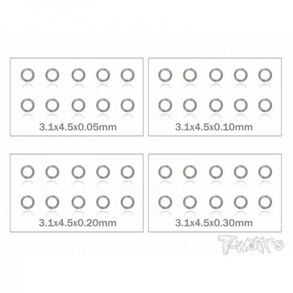 써펀트코리아,3x4.5x0.05,0.1,0.2,0.3mm Shim Washer Set each 10pcs. (#TA-095-3)