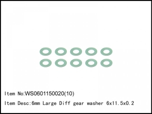 써펀트코리아,6mm Large Diff gear washer 6x11.5x0.2 (10) (#WS0601150020)