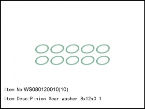 써펀트코리아,Pinion Gear washer 8x12x0.1 (10) (#WS080120010)